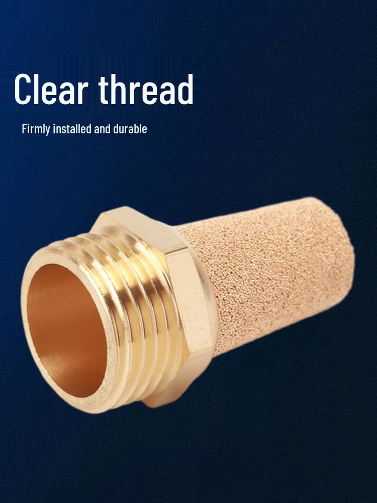 Pneumatic Brass Solenoid Valve Muffler - Copper Throttle Silencer with Long/Flat Head for Noise Reduction