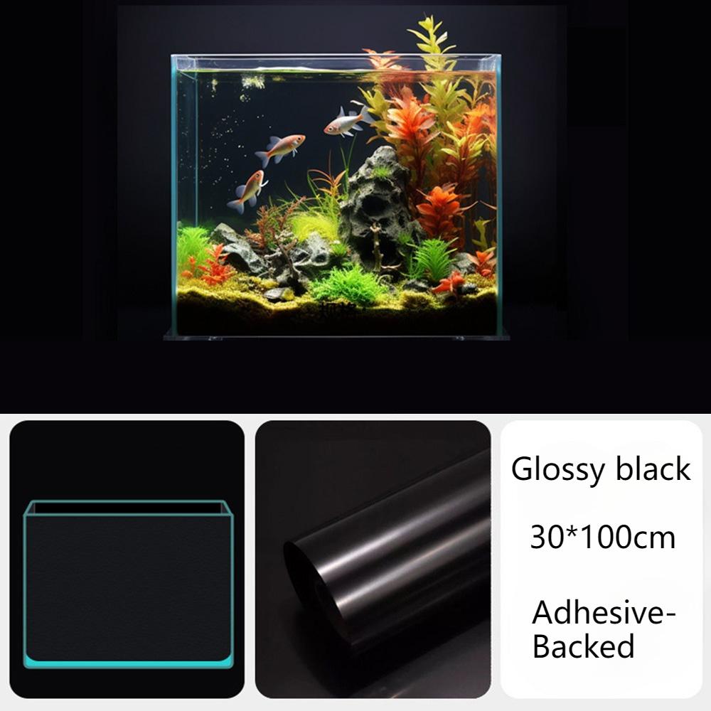 30/40/50cm Fish Tank Background Sticker Black Static Cling Film Adhesive-Backed Film Wallpaper Aquarium Background Decorations