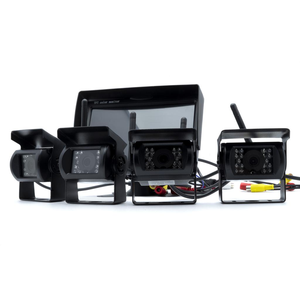 Kit di Retromarcia Wireless 7" con 4 Telecamere IR - Monitoraggio a 360° e Visione Notturna