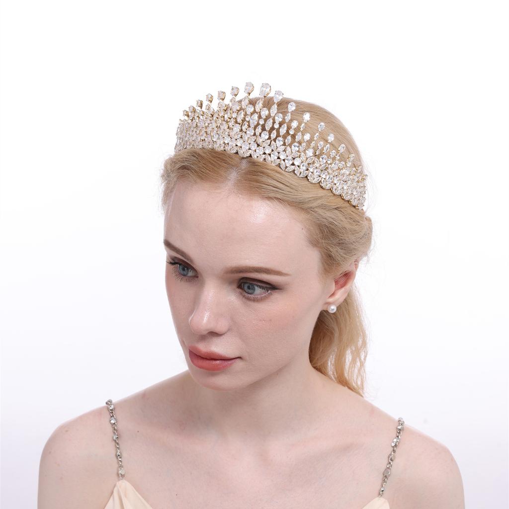 European and American Korean Version Bridal Hair Accessories Princess Crown Wedding Tiara Zircon Crown Palace