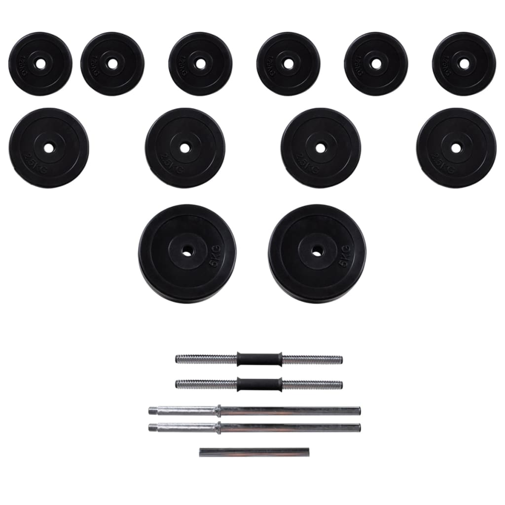 Vidaxl Barbell Rack Set with Barbell and Dumbbells, 30.5 Kg