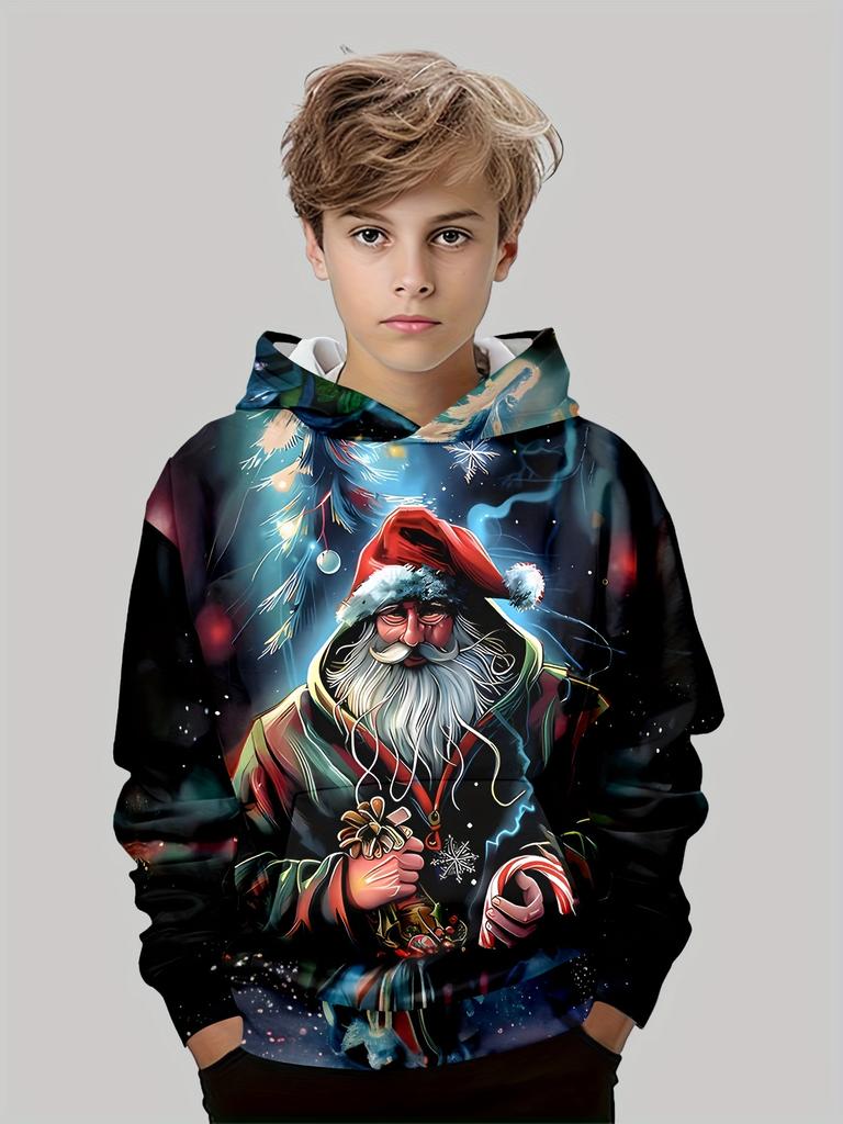 Boys' 3D Christmas Graphic Hoodie Long Sleeve Tops Casual Polyester Hoody Fall Spring Outerwear Sweatshirt Children's Clothing