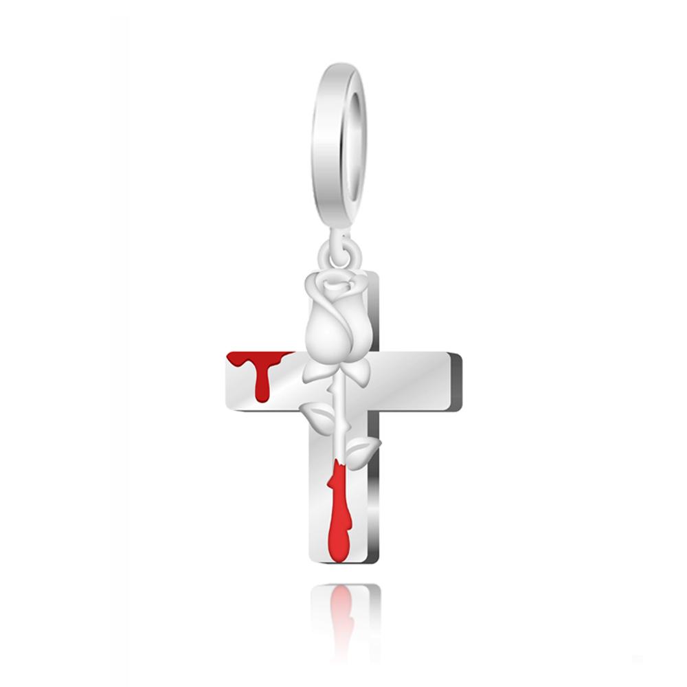 Vintage Copper Sparkling Cross Pendant Goddess Of Life Charm Fit Original Bracelet Diy Retro Jewelry Accessory