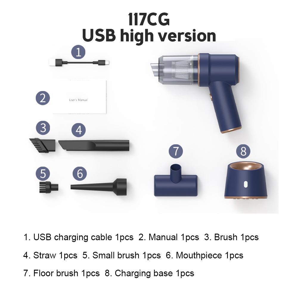 80000Pa Car Vacuum Cleaner Wireless Charging Compressed 2 In 1 Air Blower Air Duster Handheld High-power Duster For Home Office