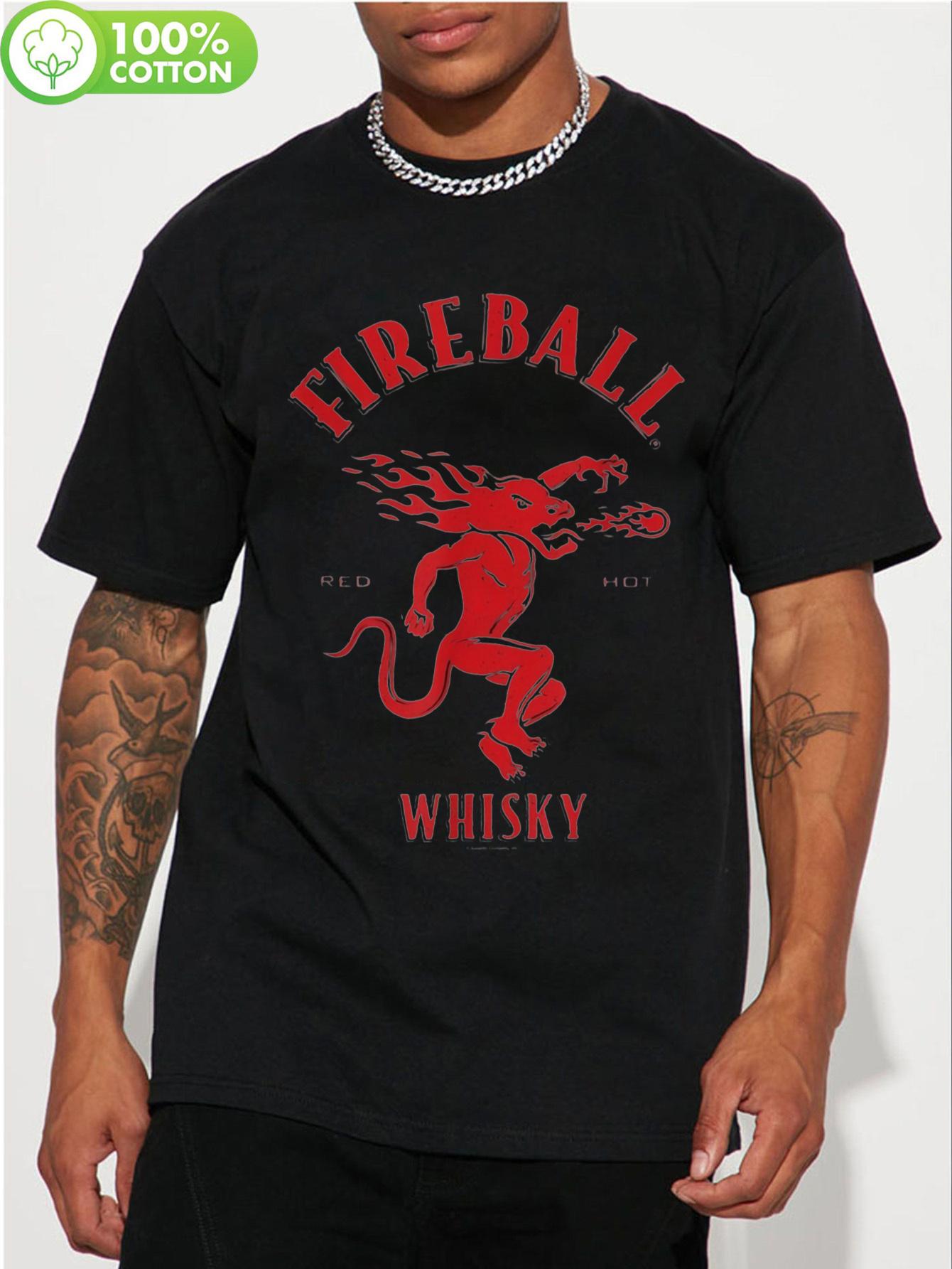 Red Hot Dragon Fireball Whisky Graphic Tshirt - Cotton Cr... S