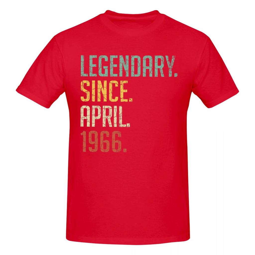 Unisex Legendary Since April 1966 55th Birthday Gift 55 Years Old T Shirt Vintage Cotton Crewneck T Shirts