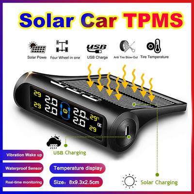 Energia słoneczna TPMS Alarm ciśnienia w oponach samochodu System monitorowania Auto Security Systemy alarmowe Ostrzeżenie o temperaturze w oponach