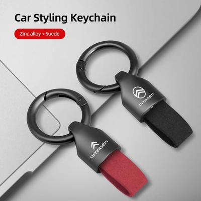 Car Logo Keychain Suede Key Chain Key Ring For Citroen C4 C3 C5 C5X e-C4 X e-C3 C-Crosser C-Elysee C1 Berlingo C6 C2 Accessories