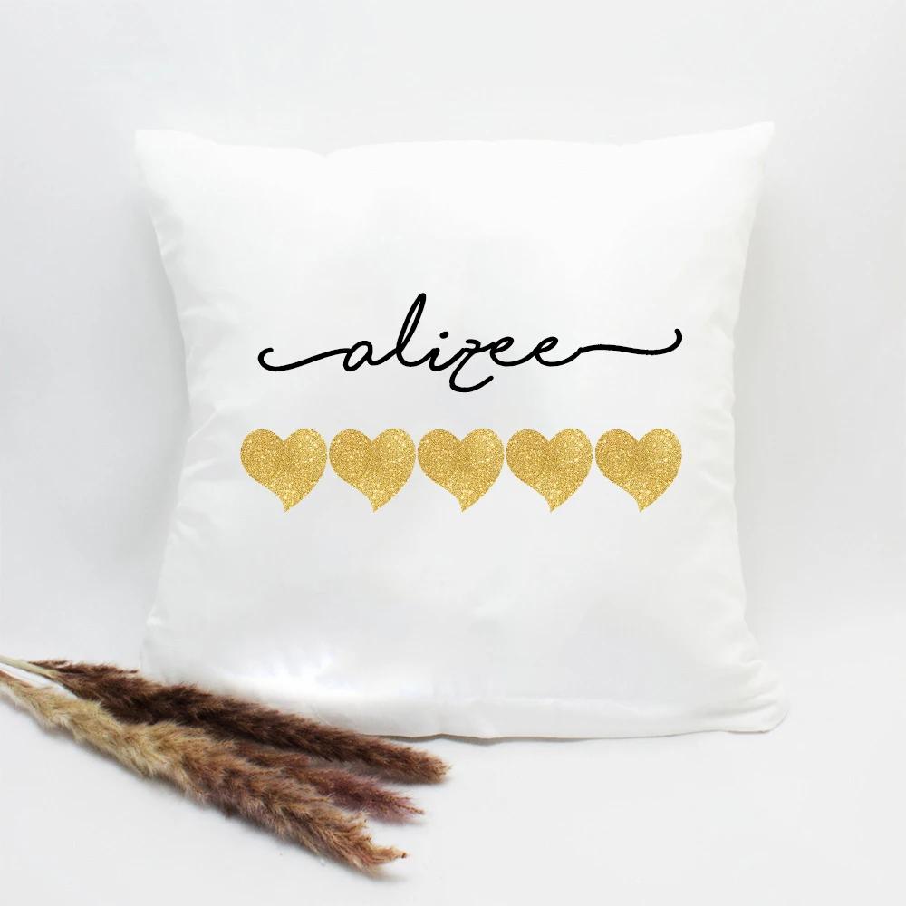 

Наволочка с принтом сердца и именем на заказ из полиэстера, моющаяся детская подушка для спальни, чехол от пыли, декор на День святого Валентина, рождественский подарок 450mm*450mm