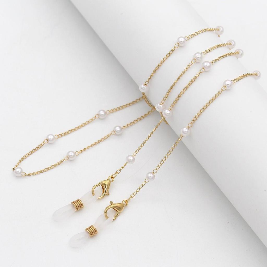 Cross-border Fashion: Twisted Pearl Bead & Snake Chain Eyeglass and Mask Necklace Accessory