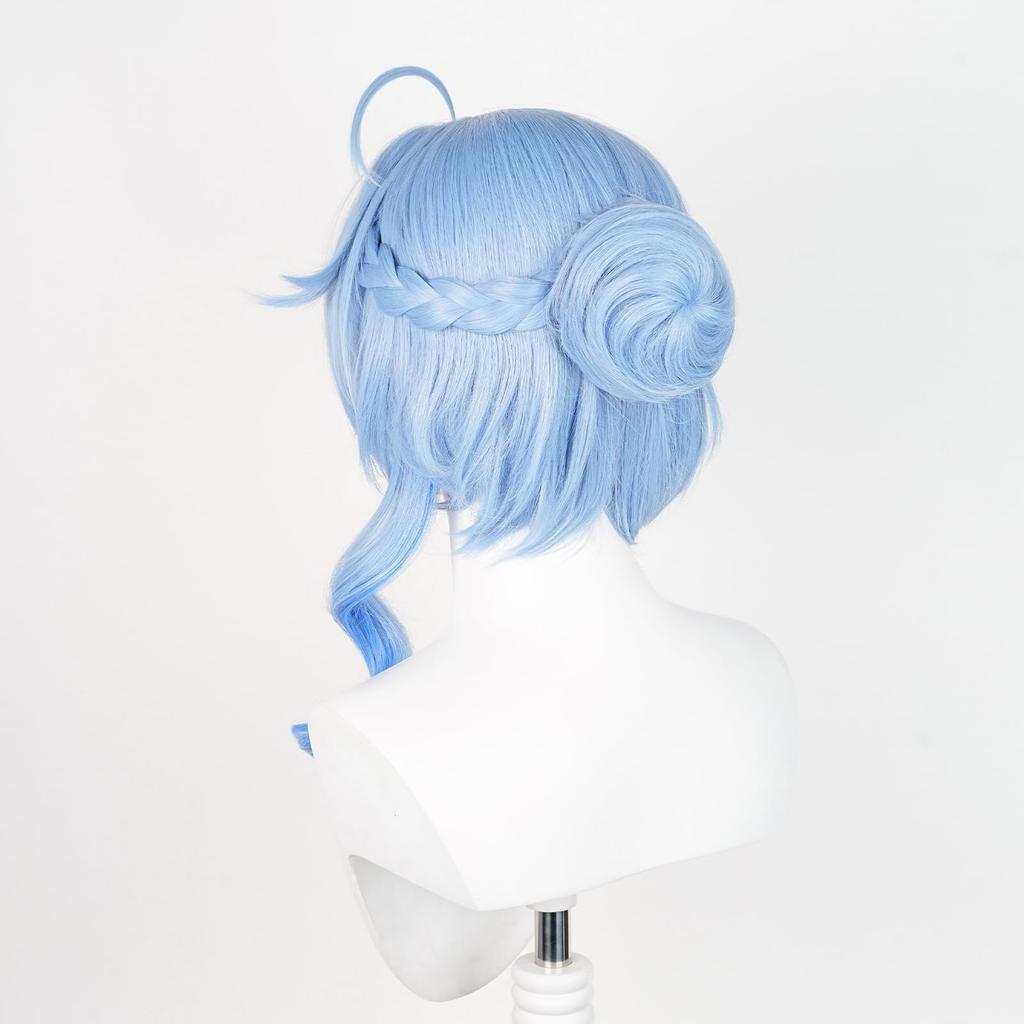 Blue Short Wig, Chignon Style, Heat-Resistant Wig, Cosplay Accessory, Wig Net Included, Perfect for Comic Market Events, Halloween, School Festivals,