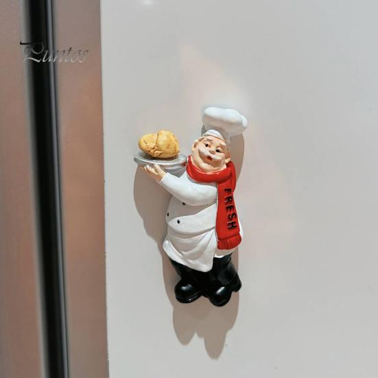 3D Fridge Magnet Cartoon Fat Chef Magnet, Hand-painted Refrigerator Picture Photo Holder for Home Office Kitchen Decoration Durable