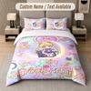 Sailor Moon 3Pcs Bedding Set, Personalized Custom Name Text, 1 Duvet Cover & 2 Pillowcases For Bedroom