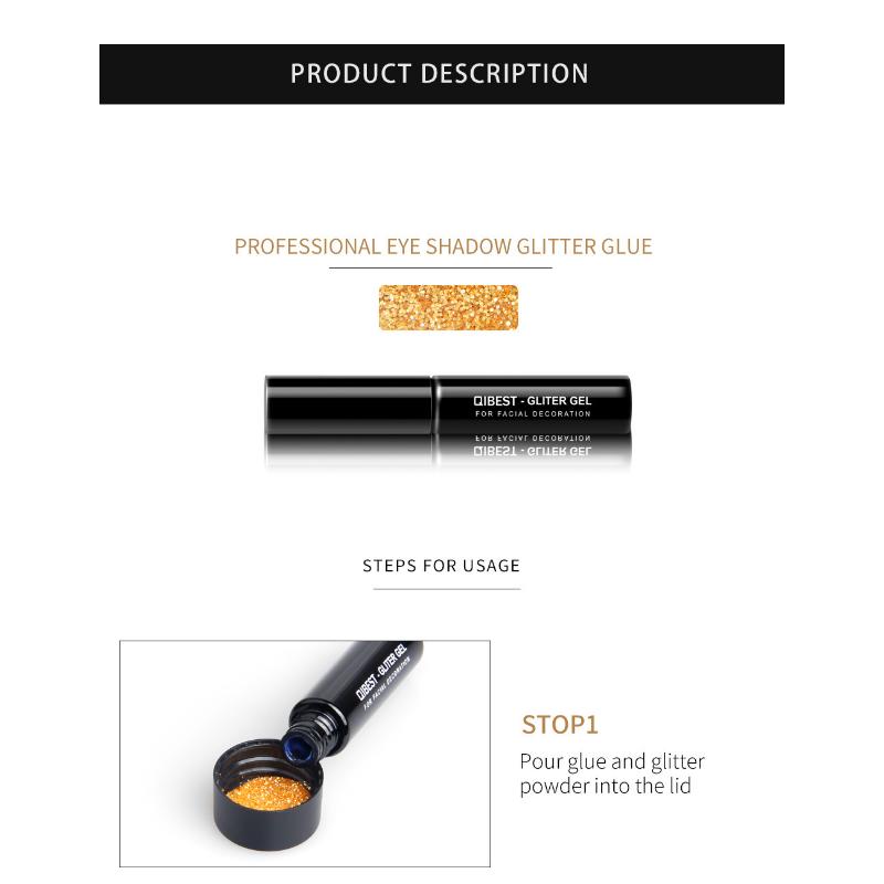 QIBEST Color Cosmetics High Glitter Gold Cibule Powder Lepidlo Přírodní oční stíny Nail Gold Cibule Lepidlo Rychleschnoucí