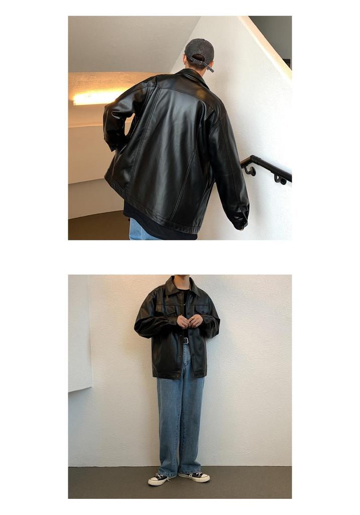 2024 Men's Trendy Motorcycle Leather Jacket - Korean & Hong Kong Style for Spring/Autumn