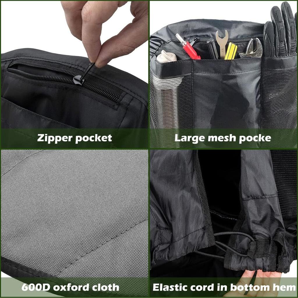 Tractor Seat Cover, 600D Oxford Cloth Waterproof Lawn Mower Seat Protector, Universal Riding Mower Seat Cover with Pocket for 12.5”-14”H Seats