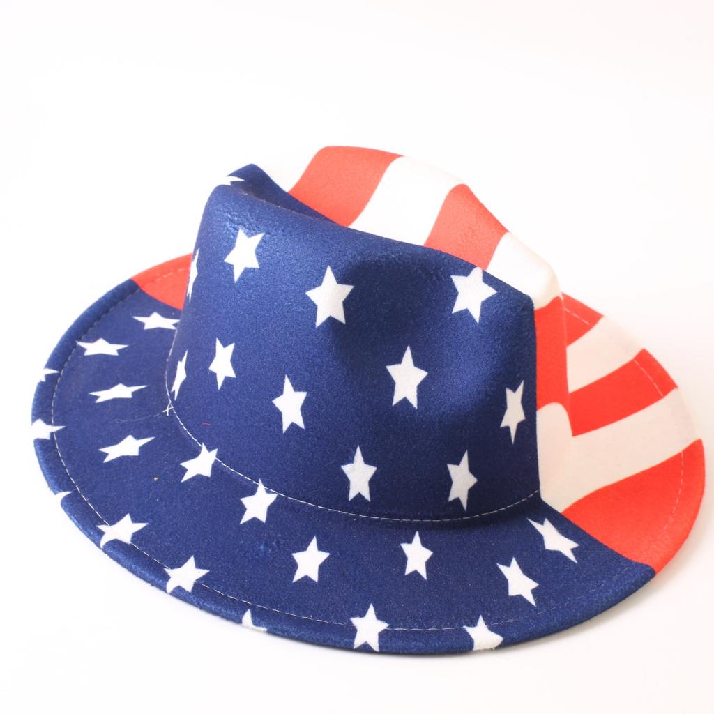 Cappello a Cilindro Popolare con Bandiera Americana Cappello da Cowboy Western Cappello Decorativo per Festa del Giorno dell'Indipendenza Cappello Jazz