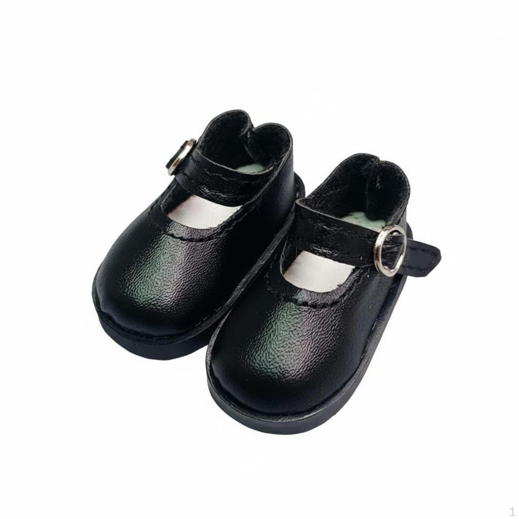 BJD Doll Shoes Handmade 30cm Strap Low Heel Miniature Shoe Model for Hobbyists Black