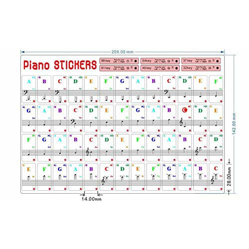 A-Flat Piano Scale Stickers, Full-Size Keyboard Scale Stickers for 32/37/49/54/61/88 Keys. These Stickers Stick Only To the White Keys, Creating a Cle