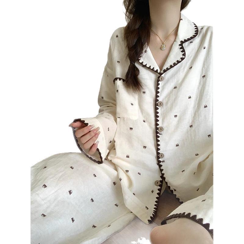 Women's Spring & Autumn Long Sleeve Pajama Set - High-End Style, Wearable Outside, Celebrity Fashion