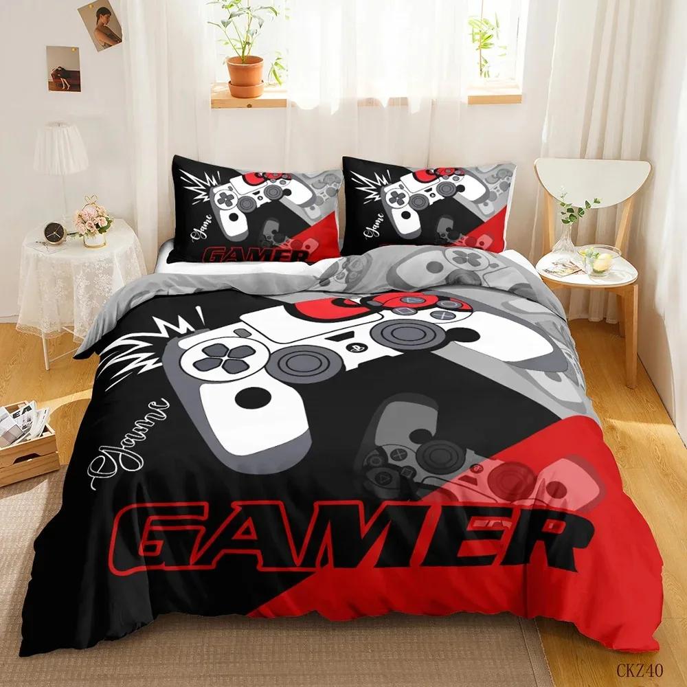Gamer Bedding Sets For Boy, Gamepad Controller Duvet Cover Set King Size,Video Games Home Decor Comforter Cover For Teen Bedroom