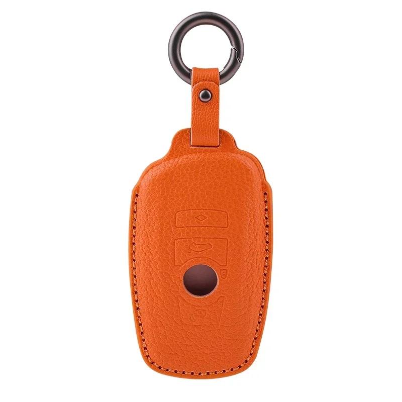 Interior Mouldings Sheepskin Car Key Case Bag For BMW 1 5 6 7 Series G20 G30 G11 G01 G02 F15 F16 F48 X1 X4 X5 X6 X7 Keychain Acc