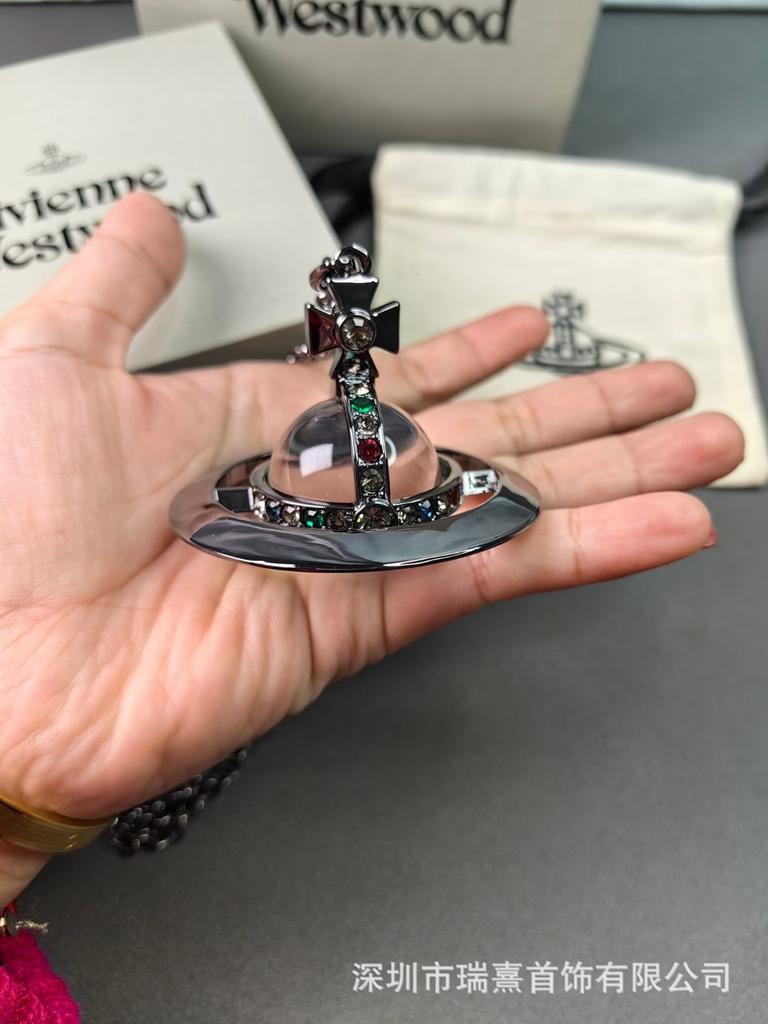 Vysoká verze Královna matka Západu nadměrná 30MM obří koule trojrozměrný planetární náhrdelník Saturn vysoce kvalitní klasický svetr řetízek dámský