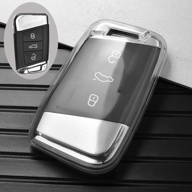 Geantă de husă pentru chei de mașină, transparentă, moale, TPU, pentru VW Volkseagen Passat B8 Magotan pentru Skoda Superb A7 Kodiaq Seat Shell Fob