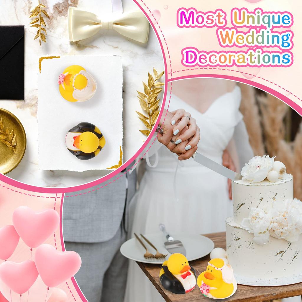 24/48 Pcs Wedding Rubber Ducks Bride And Groom Rubber Ducks Bulk Decorations Wedding Gift Bag Presents Marriage Blessings