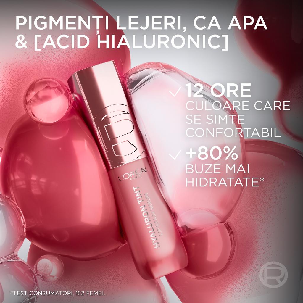 L'Oreal Paris Hyaluron Tint Lip Stain Serum, Watery Stain Effect, 635 Worth It Medium, 5 Ml