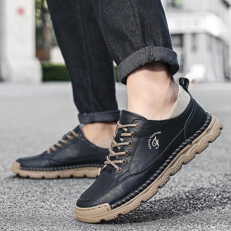 Fashion Fashionable Soft Comfortable Men Leather Oxford Shoes Large-sized Quality Handmade Casual Shoes Men Outdoor Toe Protection Shoes
