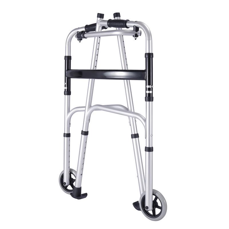 Elderly Walker with Wheeled Trolley and Handrail for Assisted Walking and Lower Limb Training