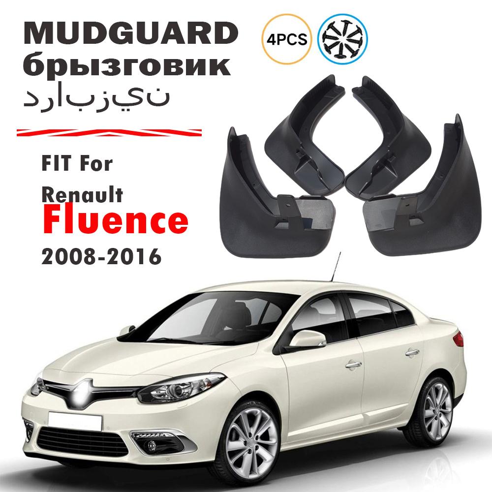 4x For Renault fluence Mudguard Fender Mud Flaps Guards Splash Mudflaps Car Accessories 2008 2009 2010 2011 2012 2013 2014 2015 чёрный