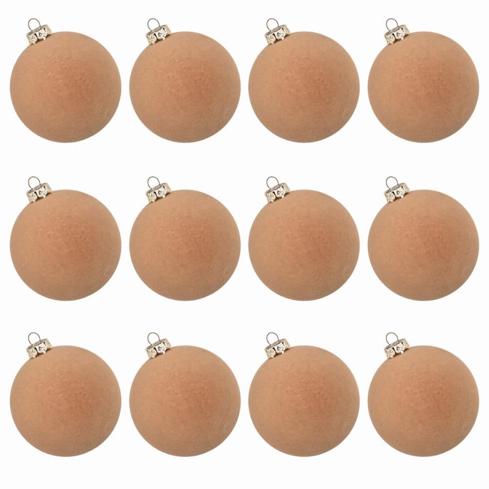 

12 Pcs Velvet Christmas Ball Ornaments 2.4 Inches Flocked Shatterproof Plastic Balls Xmas Tree Hanging Decorations Home Decor хакі