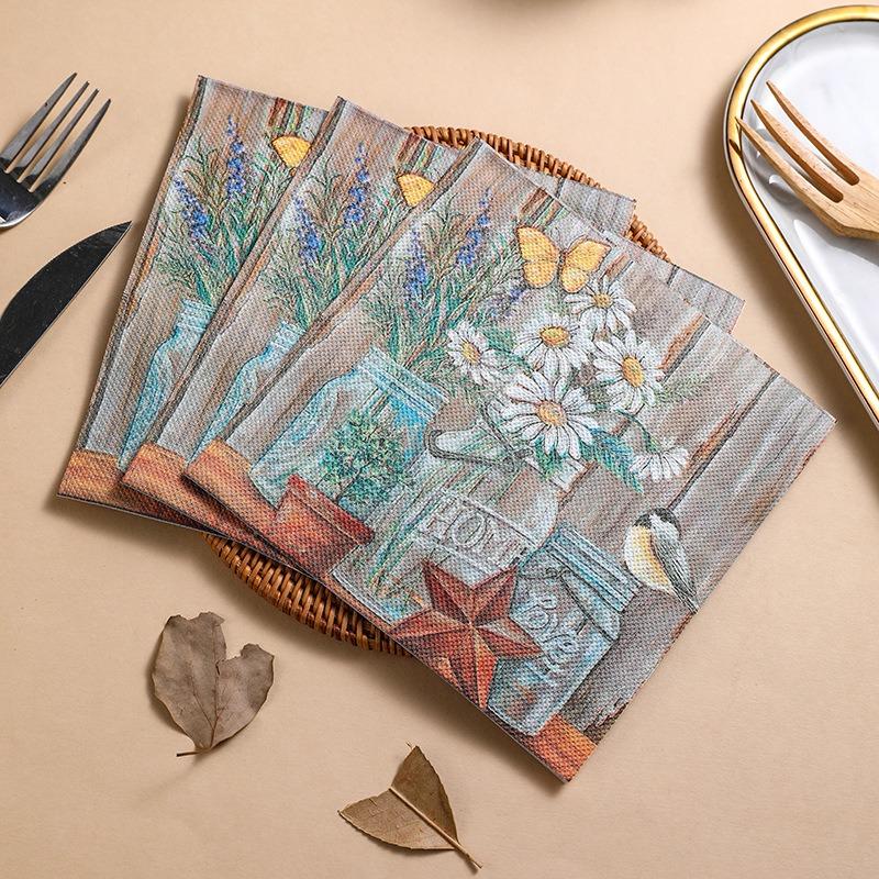 20Pcs/pack 33x33cm Flower Printed Paper Disposable Table Dinner Napkin Tissues Wedding Party Decoration