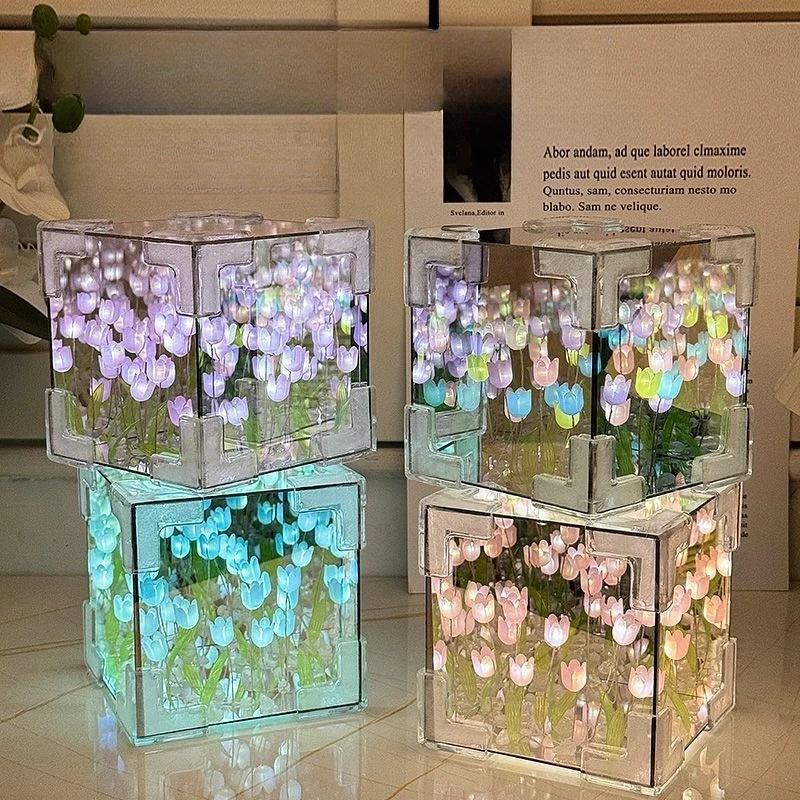 Творческий Diy цветок тюльпана морской куб трехмерный маленький ночник материал посылка для подруги пары подруг