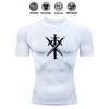 Men's Compression Shirt Quick Dry Navy Blue Gym T-Shirt Three Crossed Swords Print Workout Sportswear