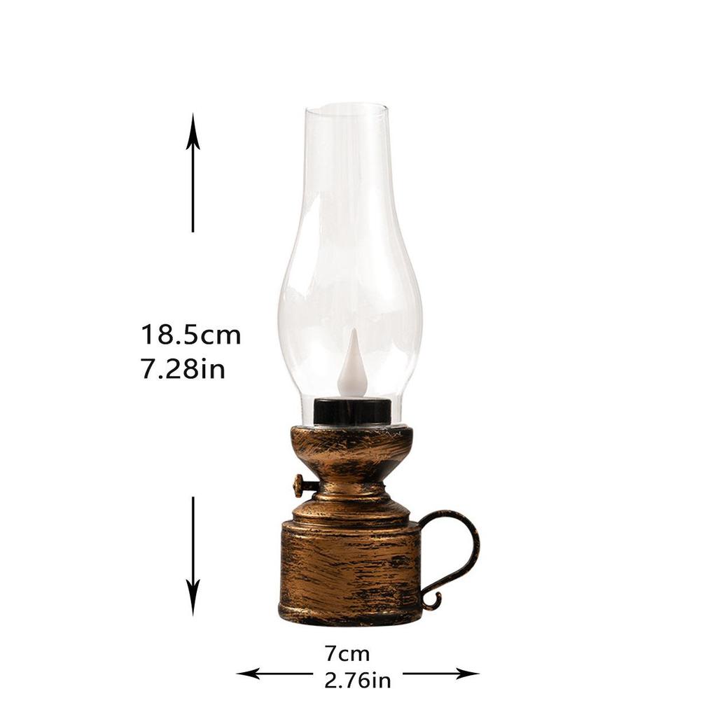 Vintage Kerosene Lamp Decorative Lantern with Electronic Candle for Weddings and Atmosphere Simulation