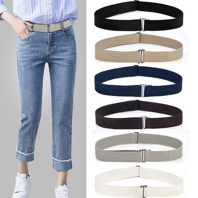 Elastic Invisible Belt Adjustable Size Flat Buckle Waist Belt Women No Show Stretch Jeans Pant Belt Slim Elastic Band