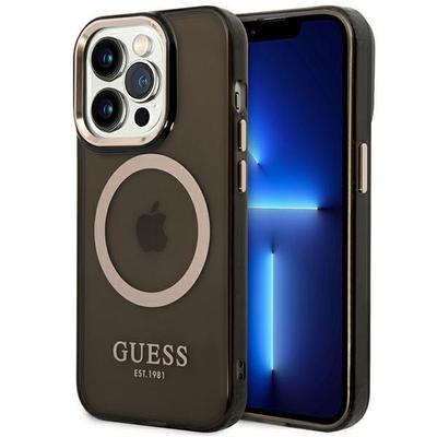Guess Guhmp14Xhtcmk Iphone 14 Pro Max6,7 Czarny/Black Hard Case Gold Outline Translucent Magsafe
