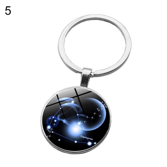 12 Sternbild Sternzeichen Runder Glas-Auto-Schlüsselanhänger-Halter Schlüsselanhänger-Anhänger
