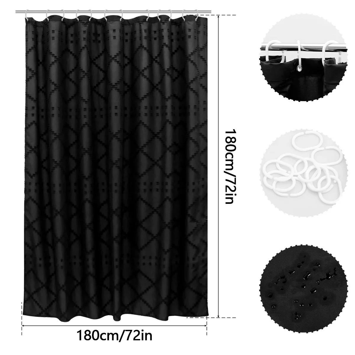 

Текстурированная занавеска для душа, водонепроницаемая, современная, деревенская, минималистская, занавеска для ванной комнаты, полиэстеровая ткань, мягкая, душевая кабина для ванной чёрный