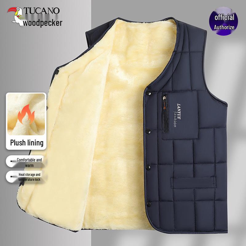 

Woodpecker Men s Fleece-Lined Winter Vest - 2025 Mid-Aged Dad s Jacket XL (suggested for 130–145 jin)