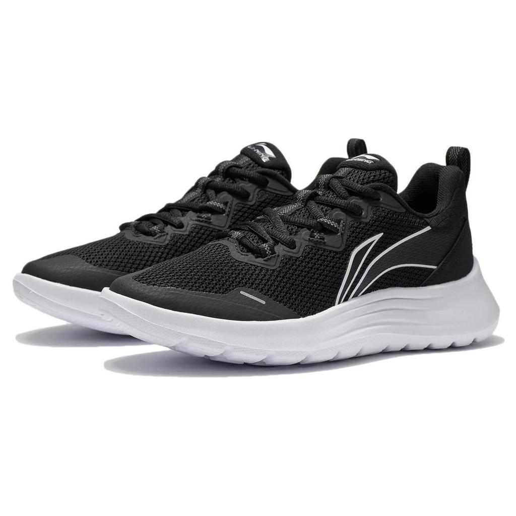 Li Ning Reflective Slip Resistant, Abrasion Resistant, Breathable Low Top Casual Running Shoes Women's Black White ARST090-1