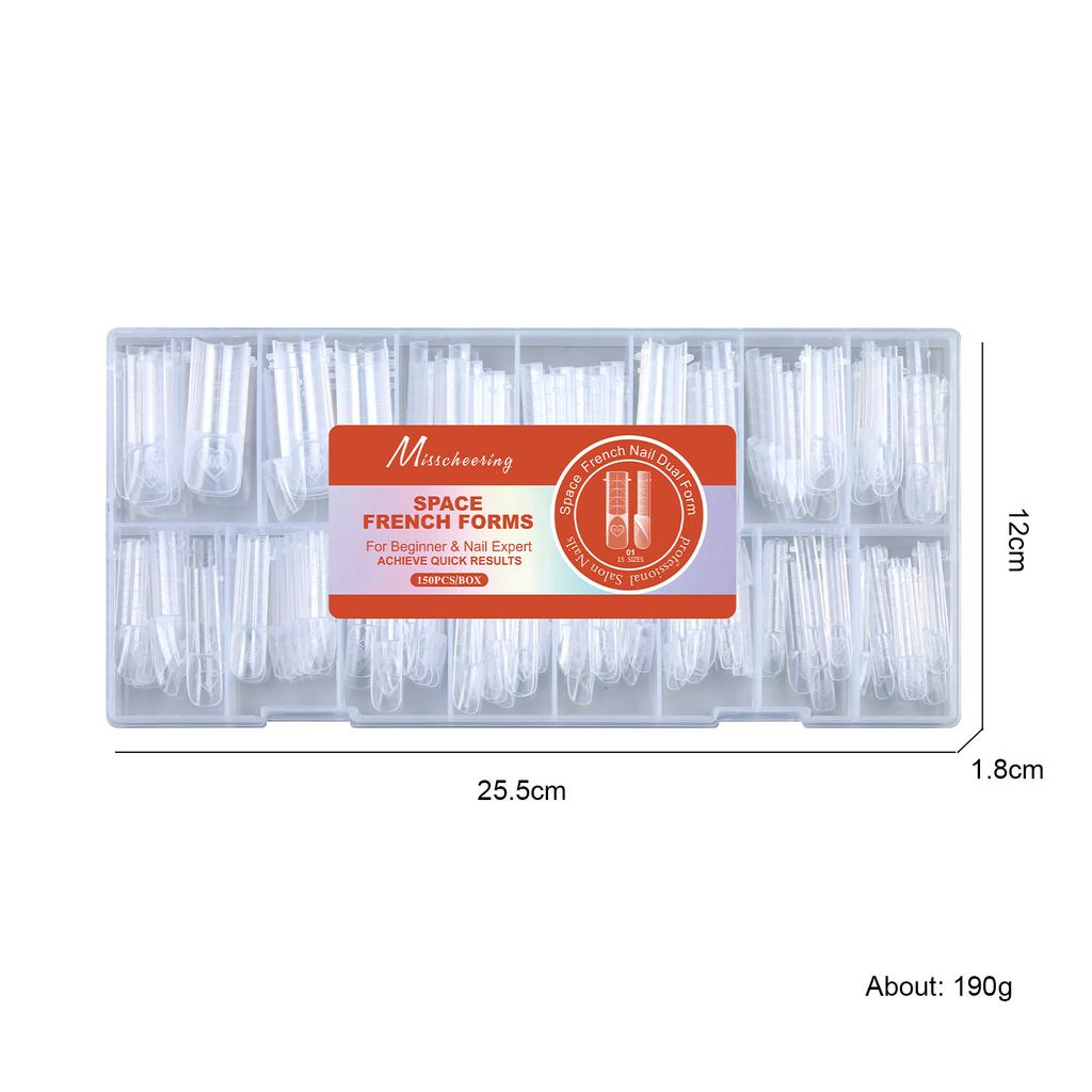 150 Stuks French Vormen voor Nagels met Meetlat – Transparante Kristal UV Gel Nageltips