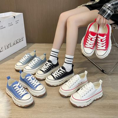 Canvas Shoes Women'S Hong Kong Style White Shoes Student Platform Sports Shoes Casual Versatile Single Shoes