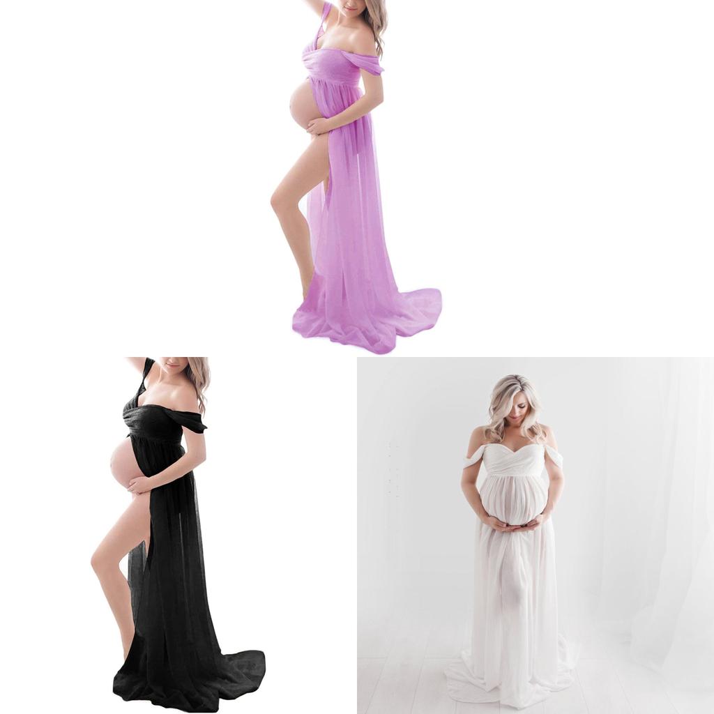 Basic Maternity Dress With Chiffon Fabric For Photoshoot And Summer Wear