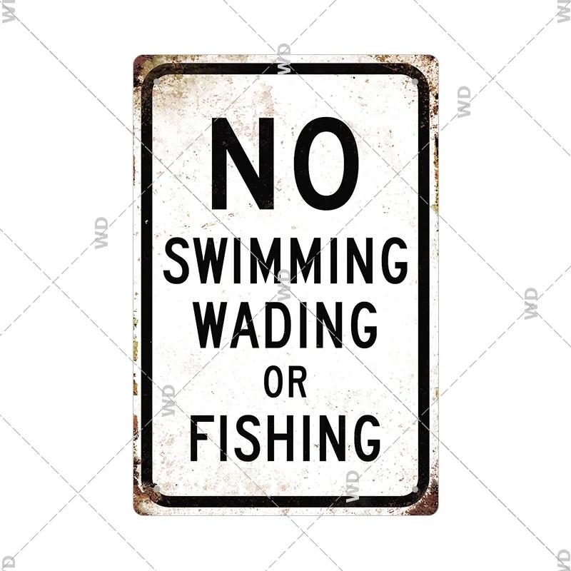 Tin Sign Pool Funny Rules Vintage Plaque Welcome Warning No Swimming Instruction Metal Sign For Home Pool Store Club Wall Decor