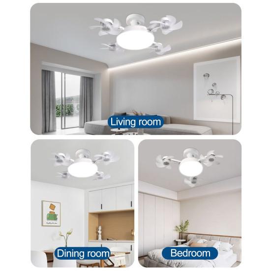 2'si 1 arada LED Fenerli Askılı Vantilatör 3 Renk Modu Kısılabilir Sessiz Çalışma Uzaktan Kumandalı Tavan Vantilatörü Lambası