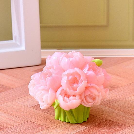 Mini Resin Artificial Flower Miniature Dollhouse Flower Accessories Tiny Potted Plants Ornament for Micro Landscape Doll House Fairy Garden